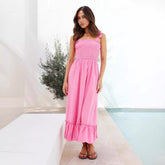 Fresh Sweet Simple Solid Color Sling Dress